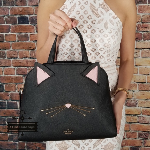kate spade Handbags - Kate spade black meow cat Lottie satchel leather